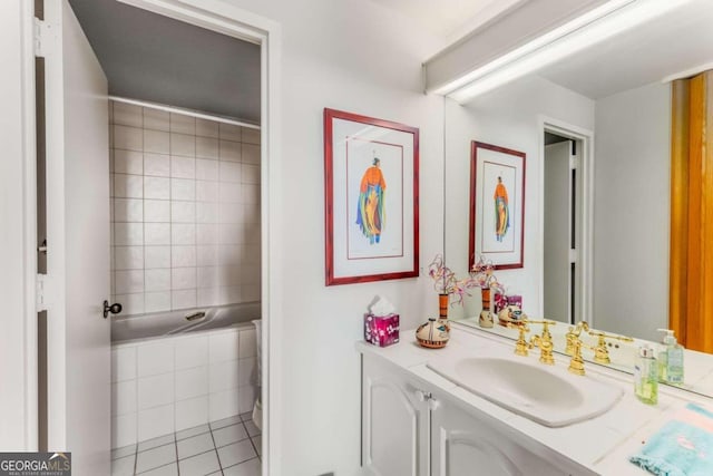 bathroom featuring vanity and tile patterned floors