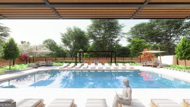 view of pool featuring a patio