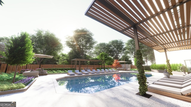 view of pool with a pergola and a patio area