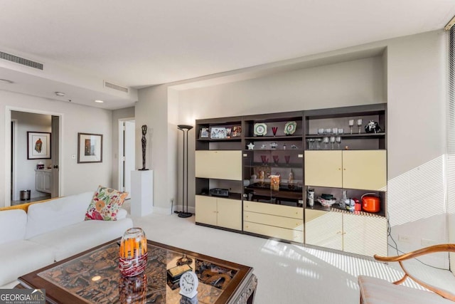 living room featuring carpet floors