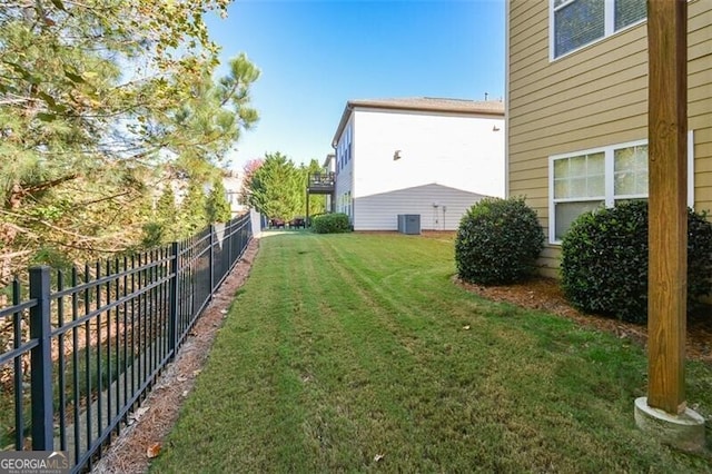 view of yard featuring central AC