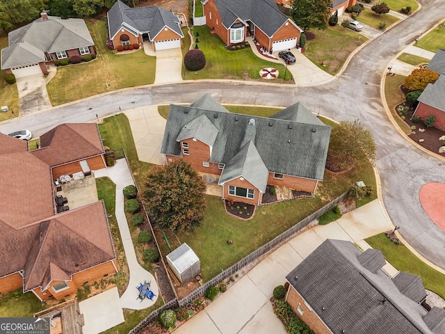 bird's eye view with a residential view