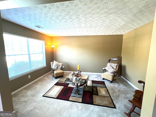 sitting room featuring carpet floors