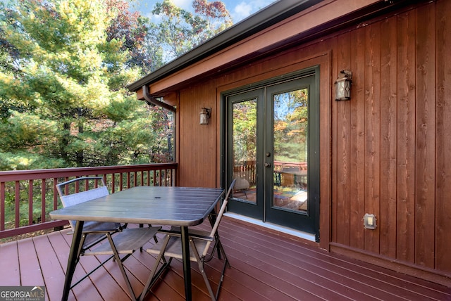 wooden deck with french doors