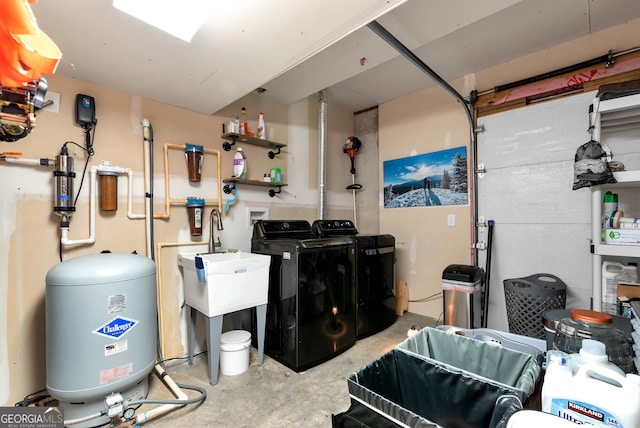 interior space with washing machine and dryer