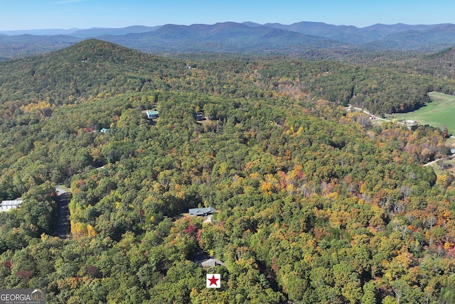 birds eye view of property with a mountain view