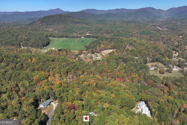 birds eye view of property featuring a mountain view