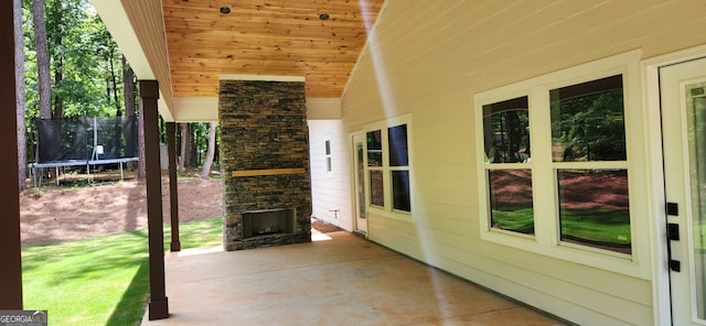 view of patio featuring a trampoline