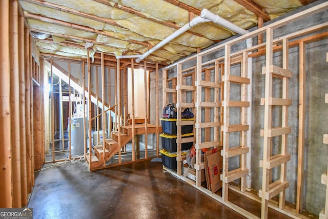 basement featuring water heater