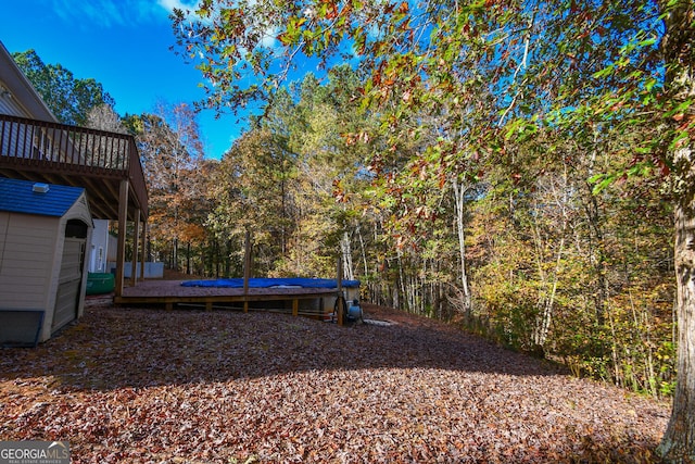 view of yard featuring a wooden deck