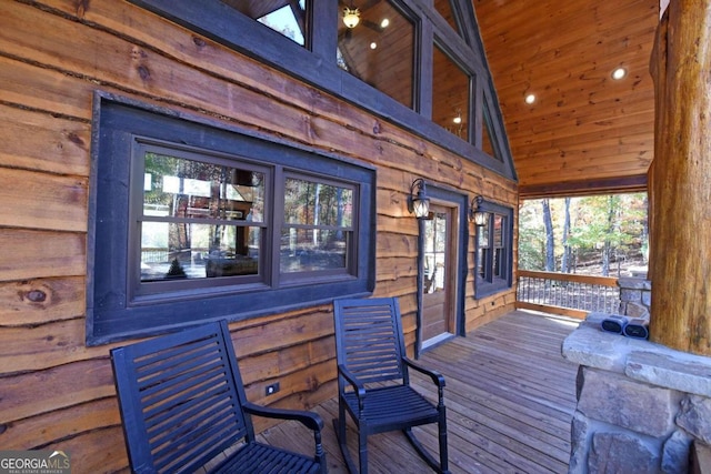 wooden terrace featuring a porch