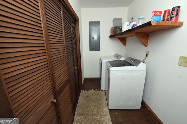 laundry room featuring independent washer and dryer and electric panel