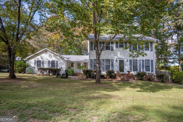 colonial house with a front lawn