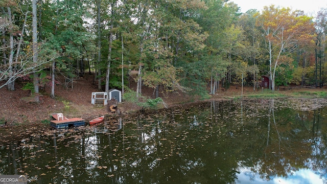 exterior space featuring a water view