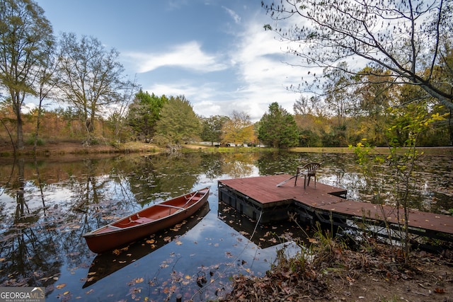 dock area featuring a water view