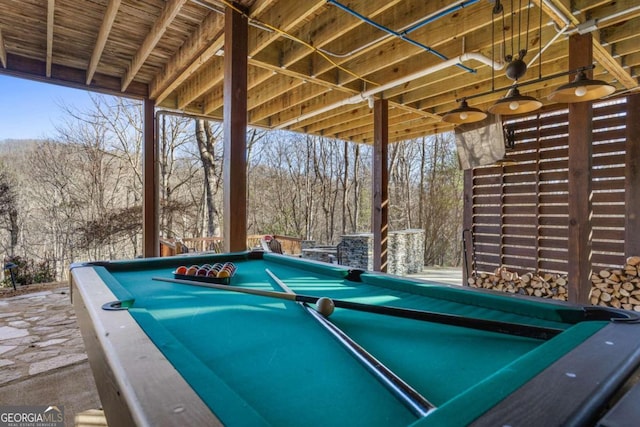 playroom featuring billiards and plenty of natural light