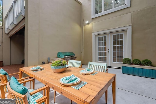 view of patio with french doors and grilling area