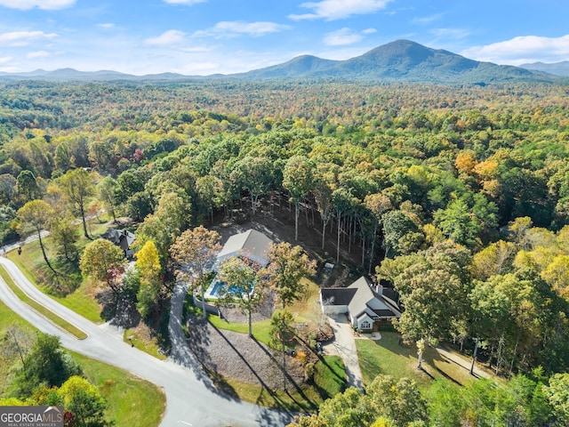 aerial view with a mountain view