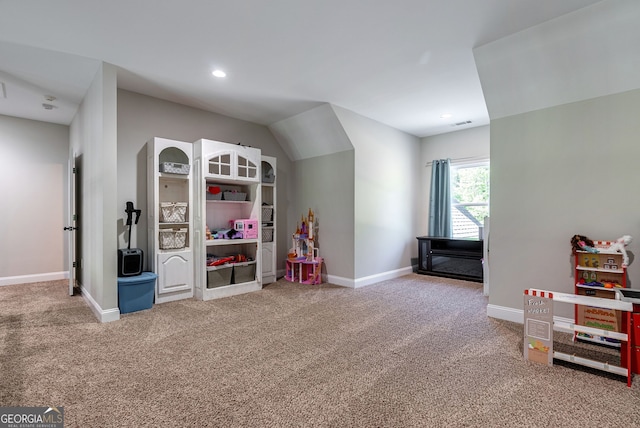 game room featuring carpet floors