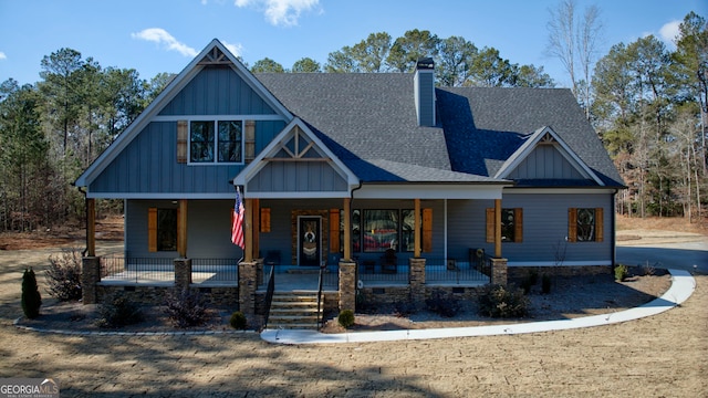 craftsman inspired home featuring a porch