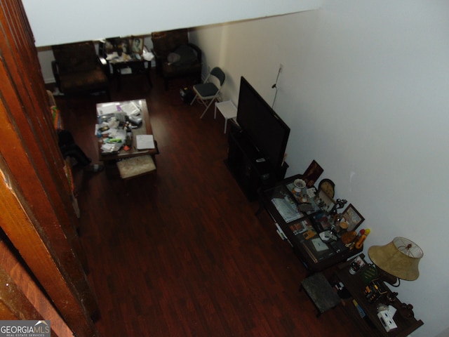 living room with dark wood-type flooring