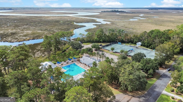 bird's eye view featuring a water view