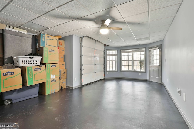 garage with ceiling fan