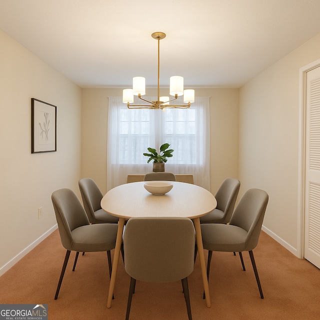 726 Victoria Cir, Dublin, GA 31021 - dining room with a chandelier, light colored carpet, and baseboards