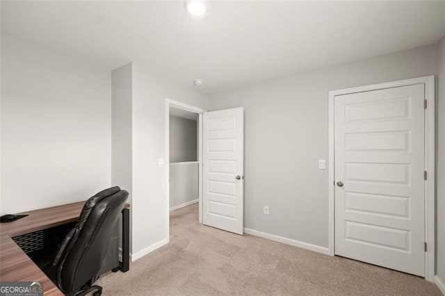 view of carpeted home office