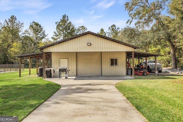 exterior space featuring a lawn and a carport