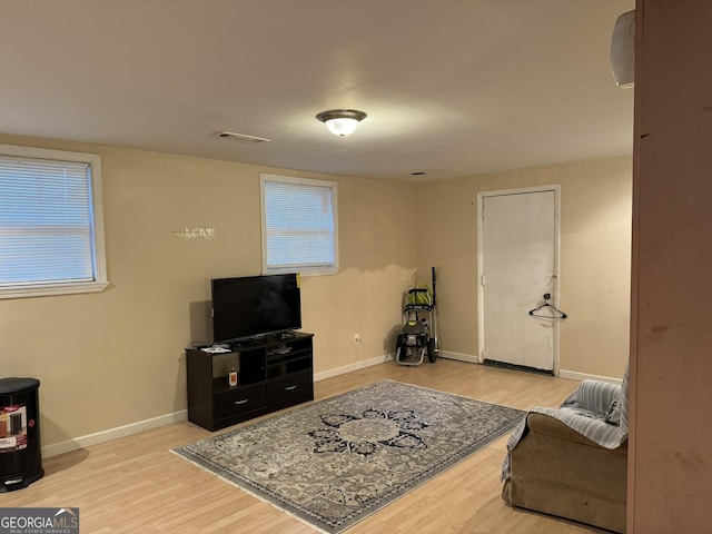 living room with hardwood / wood-style flooring