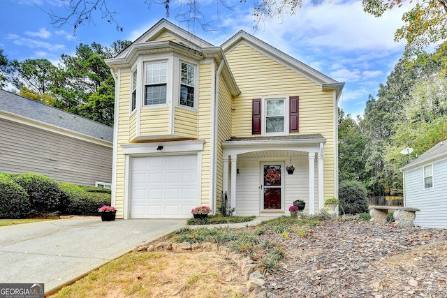 view of property with a garage