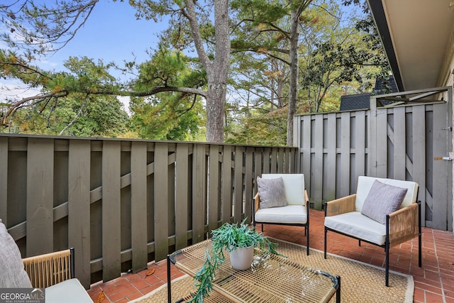 balcony with a patio area