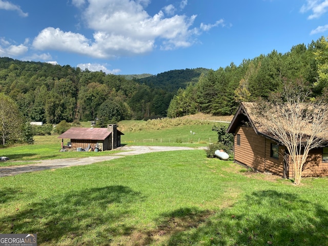 view of yard with an outbuilding