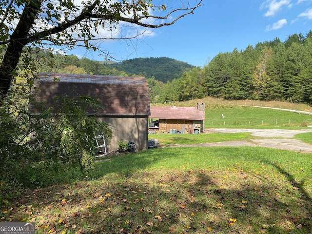 view of yard featuring a mountain view