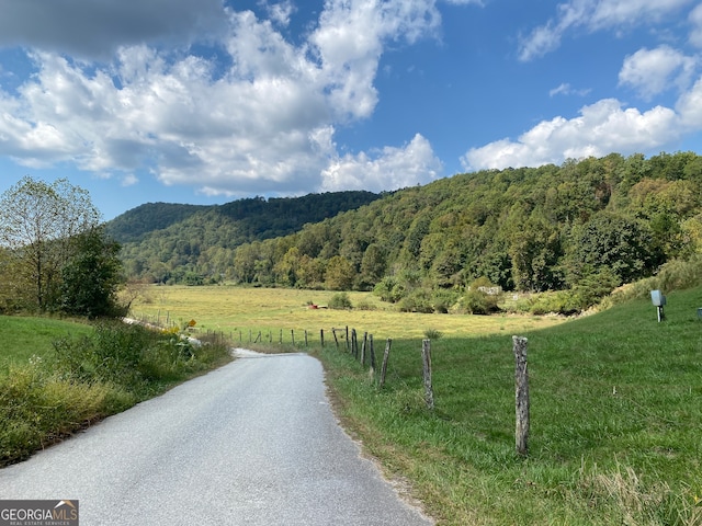 view of mountain feature featuring a rural view