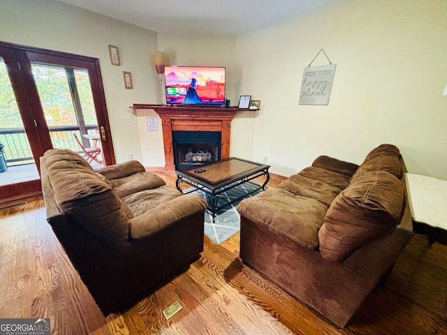 living room featuring light hardwood / wood-style floors