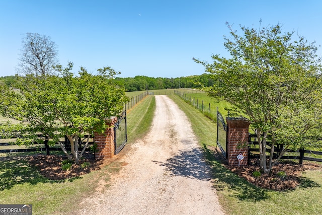 view of road with a rural view