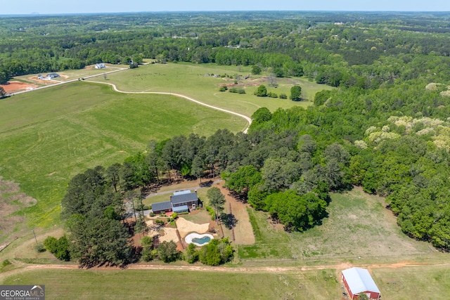 aerial view featuring a rural view