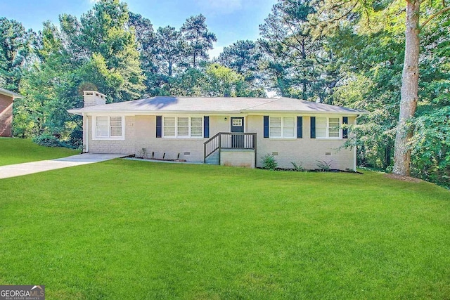 1581 Hollyhock Ter, Decatur, GA 30032 - ranch-style house with crawl space, a front lawn, and a chimney