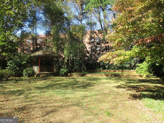 view of yard with a gazebo