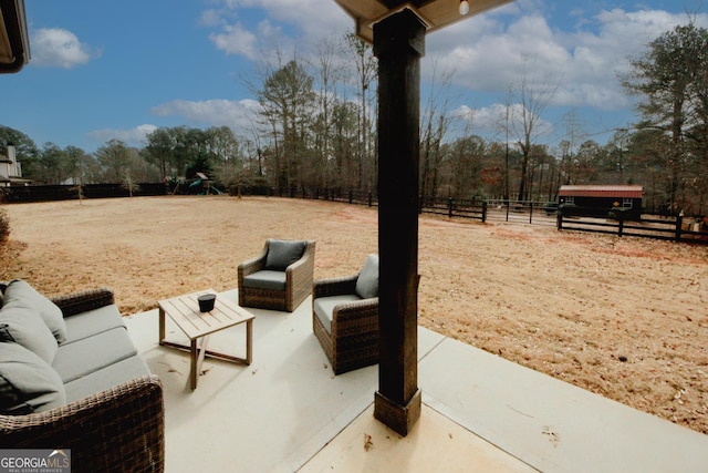 view of patio featuring an outdoor hangout area