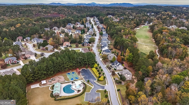 drone / aerial view with a mountain view