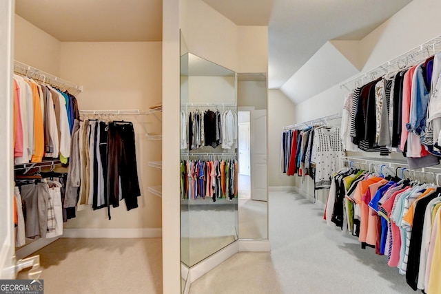 spacious closet with light colored carpet