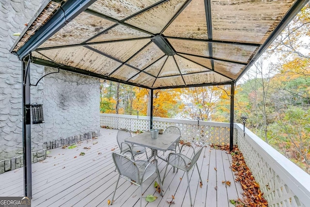 wooden deck featuring a gazebo