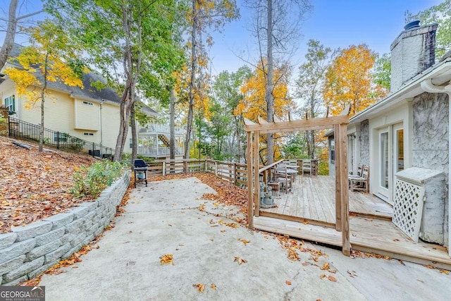 exterior space featuring area for grilling and french doors