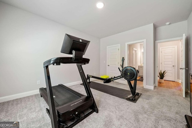 exercise area with carpet