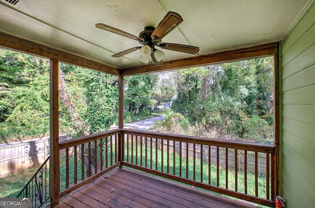 deck featuring ceiling fan