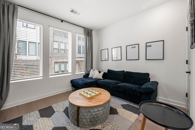 living room featuring hardwood / wood-style flooring