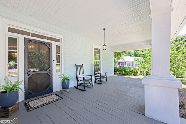 wooden deck with covered porch